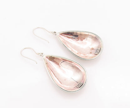 925 Sterling Silver Vintage Earrings DOUG PAULUS Drop Shape Leaf Carved  EG12989