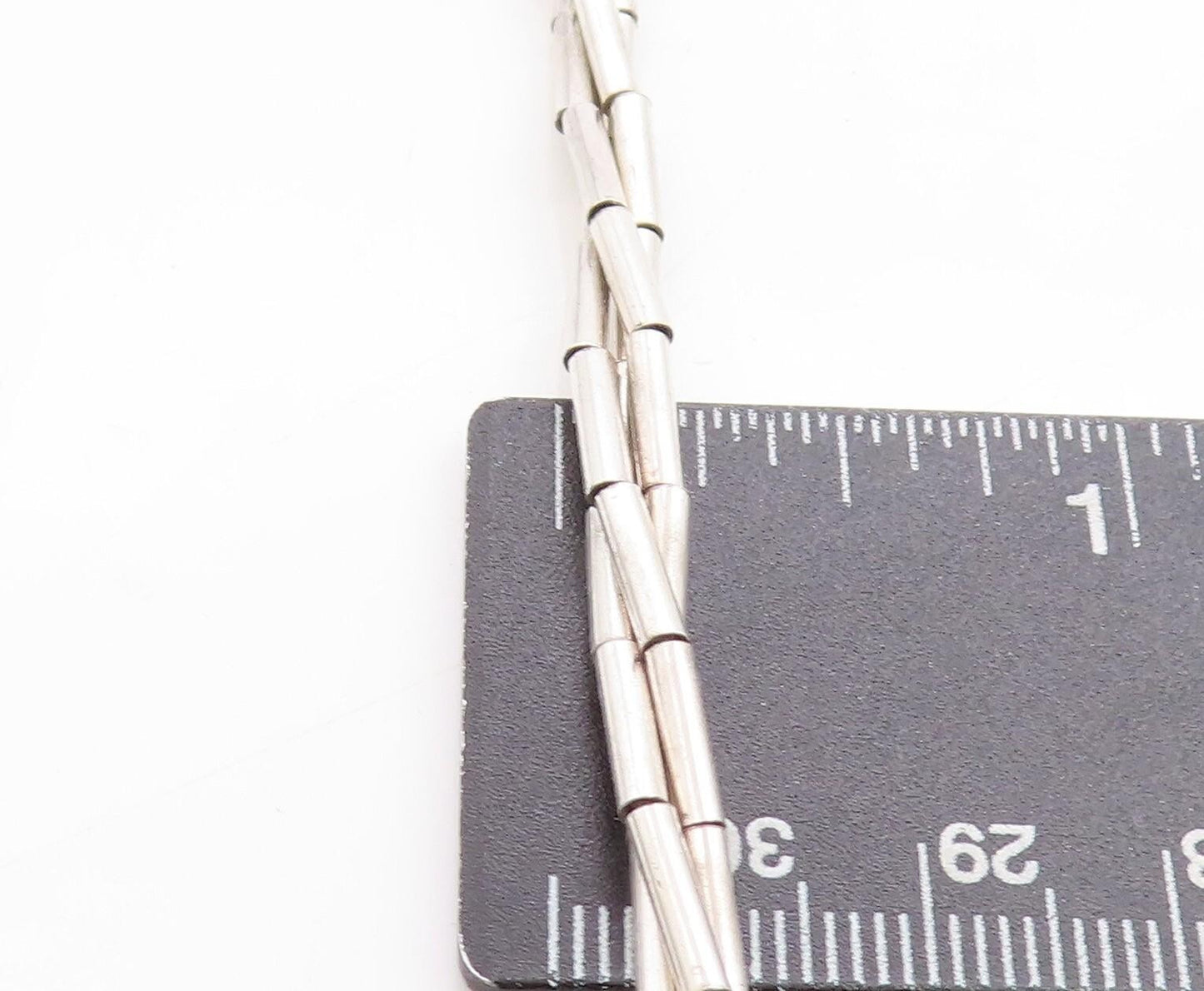 925 Sterling Silver Vintage Multi Strand Barrel Bead Chain Necklace NE2123