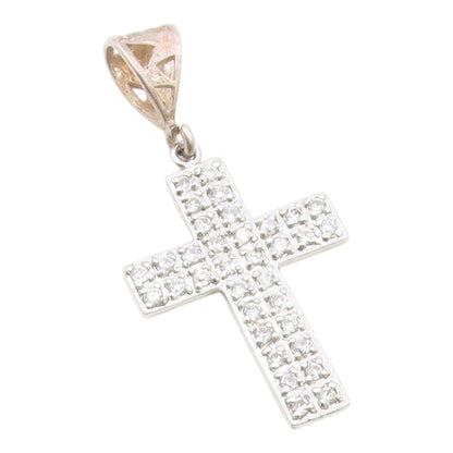 925 Sterling Silver  Vintage Cubic Zirconia Religious Cross Pendant  PT17462