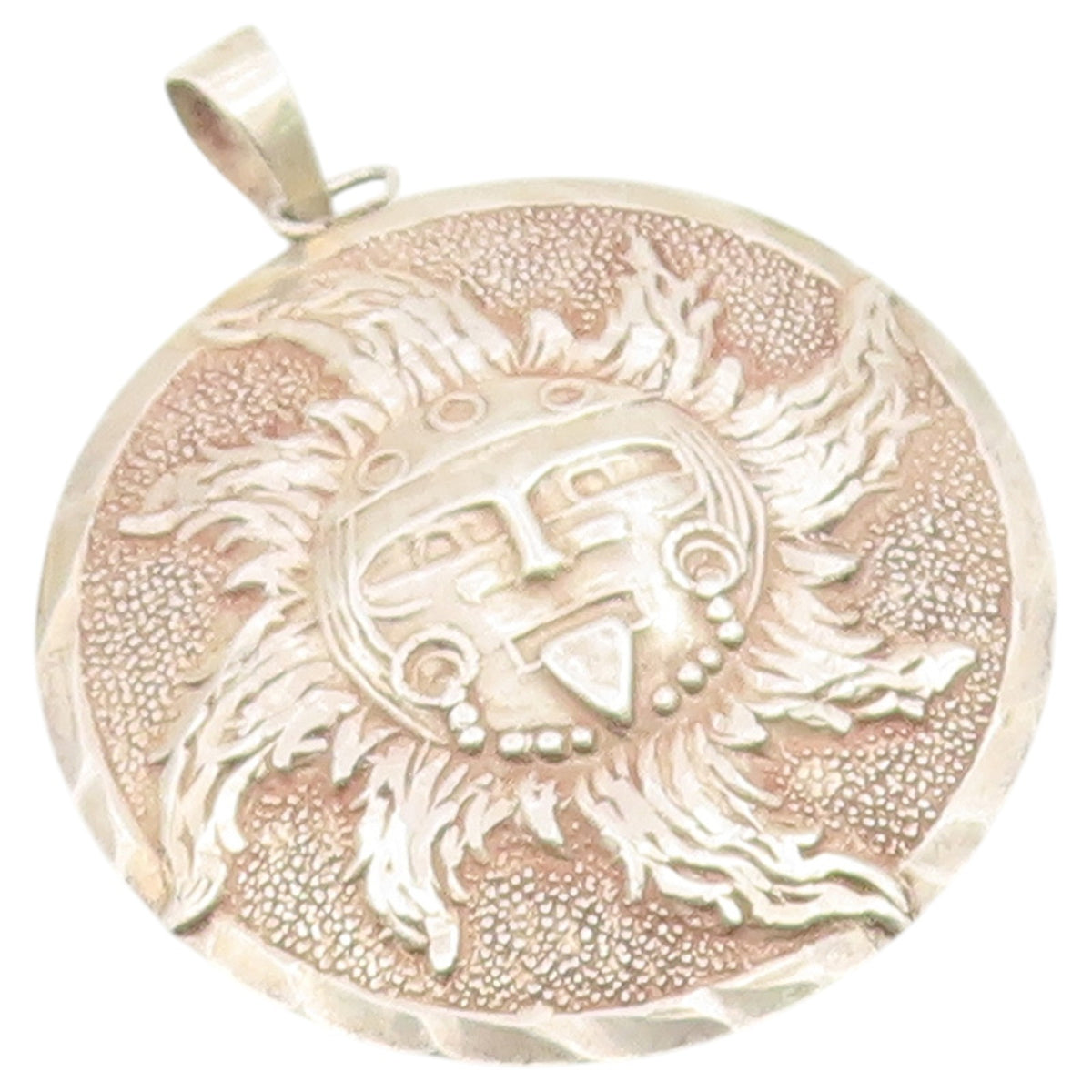 925 Sterling Silver Vintage Pendant Celestial Sun Face Statement Medal  PT26465