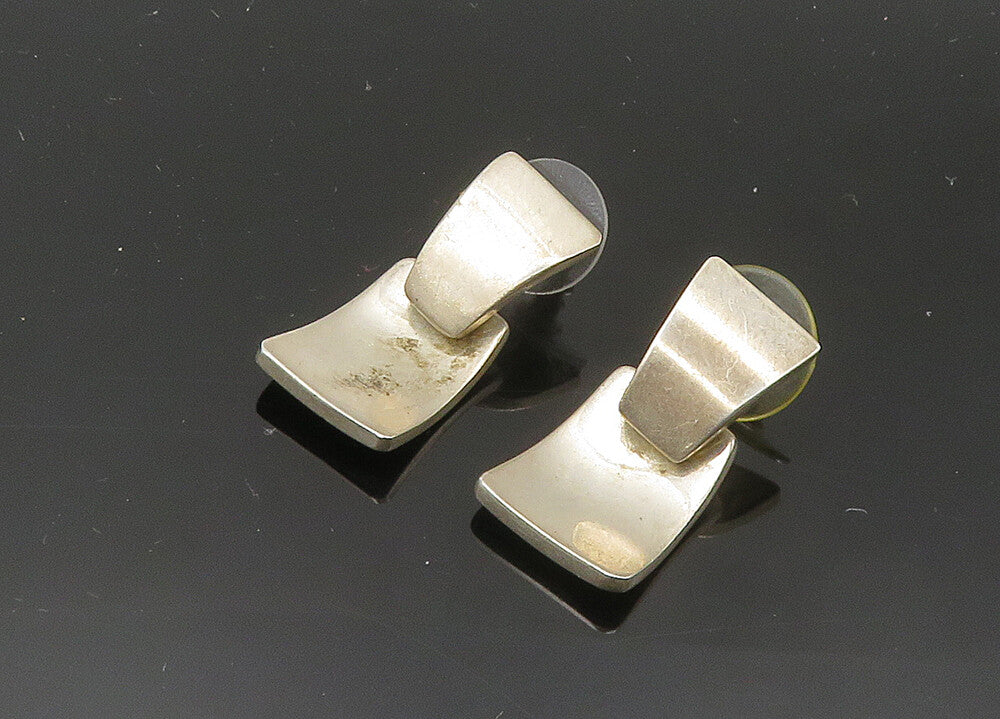 MEXICO 925 Sterling Silver  Vintage Shiny Smooth Linked Drop Earrings  EG10255