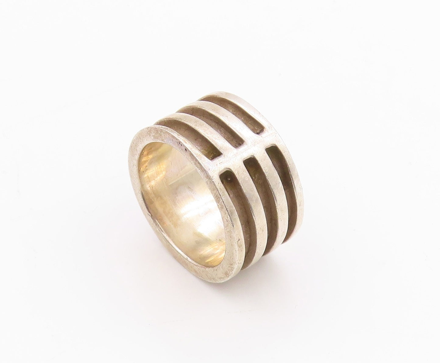 925 Sterling Silver Vintage Ring DAVID SIGAL Grooved Bands  Sz 7  RG33292