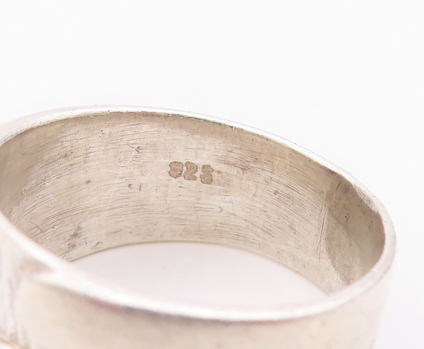 925 Sterling Silver Vintage Ring Carved Textured Statement Band  Sz 9  RG36306