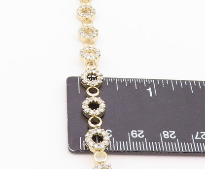 925 Sterling Silver  Shiny Topaz Open Circle Gold Plated Chain Bracelet BT8270