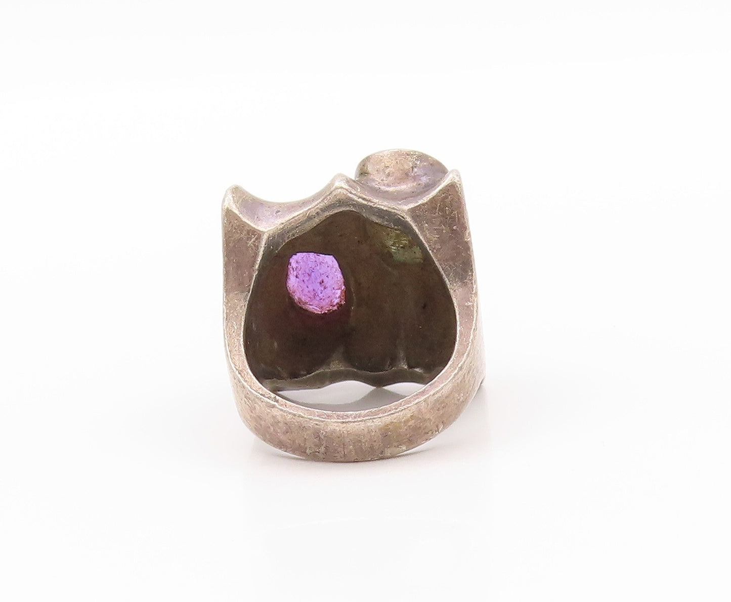 925 Sterling Silver Vintage Ring Dark Tone Amethyst & Topaz  Sz 6.5  RG32338