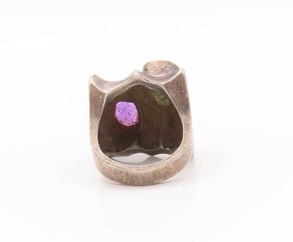 925 Sterling Silver Vintage Ring Dark Tone Amethyst & Topaz  Sz 6.5  RG32338