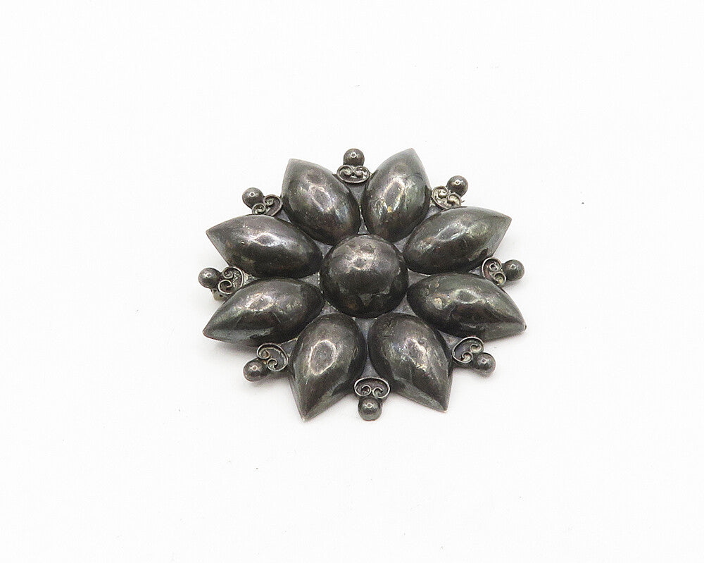 TOBIAS MEXICO 925 Silver  Vintage Antique Flower Pretzel Brooch Pin  BP7363