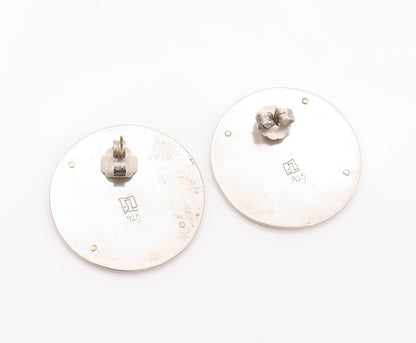 925 Sterling Silver Vintage Earrings Designer Brutalist Carved  EG13509