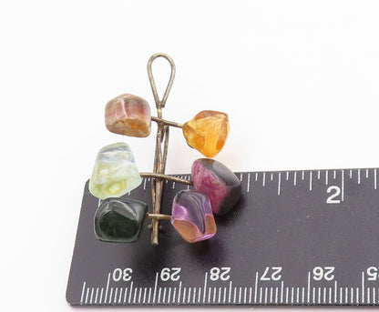 925 Sterling Silver Vintage Brooch Wire Wrapped Gemstone Cluster Design  BP11848