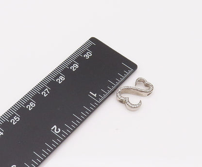 925 Sterling Silver Vintage Two Swirly Infinity Diamond Heart Pendant PT22031