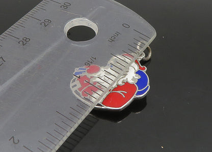 925 Sterling Silver  Vintage Enamel Santa Clause Christmas Pendant  PT19304