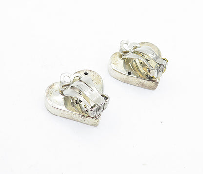 MEXICO 925 Sterling Silver Vintage Love Heart Non Pierce Earrings EG2865