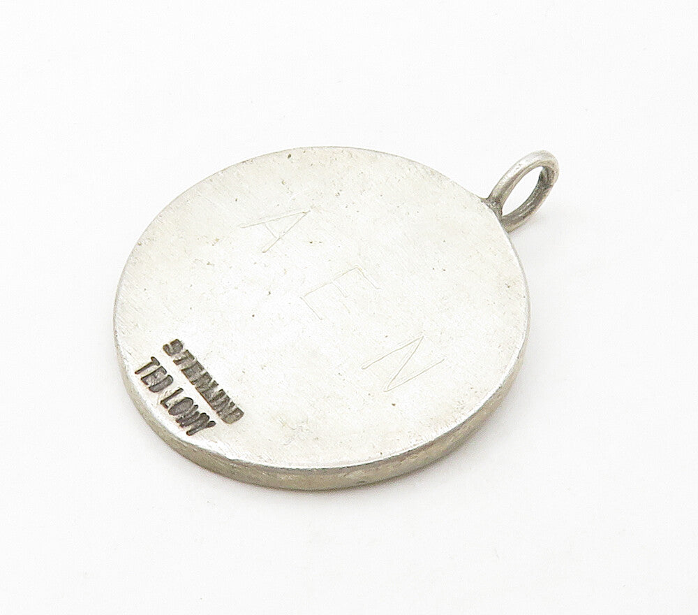 TED LOWY 925 Sterling Silver  Vintage PW Initials Round Pendant  PT13044