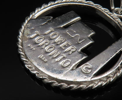 925 Sterling Silver   Vintage CN Tower Toronto Souvenir Pendant  PT20546