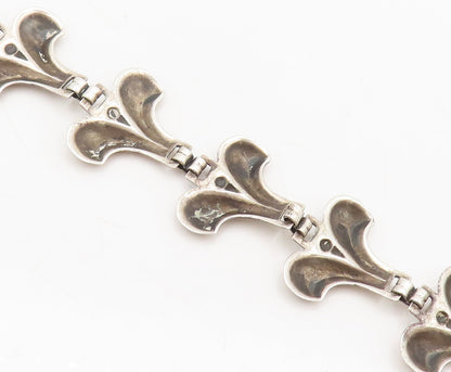 925 Sterling Silver  Vintage Cutout Swirly 2 Petal Flowers Bracelet  BT10079