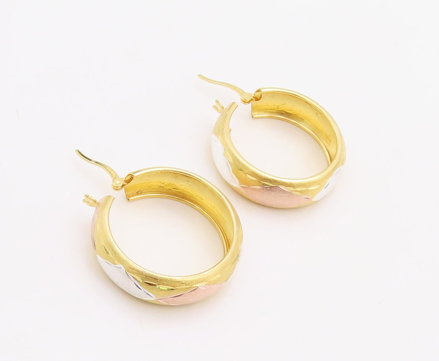 925 Sterling Silver Vintage Earrings Gold Plated Diamond Design Carved  EG13190