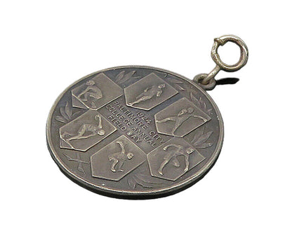 925 Sterling Silver  Vintage Antique Field Day Medallion Pendant  PT17216