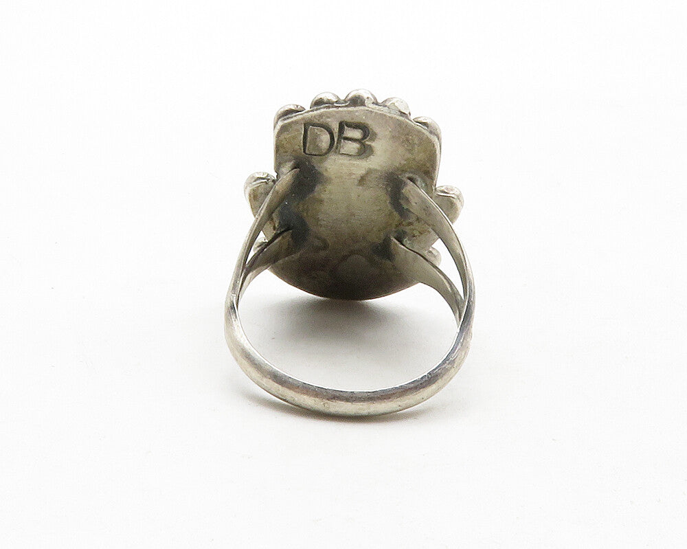 DEAN BROWN NAVAJO 925 Silver Vintage Turquoise Cocktail Ring Sz 7 RG12795