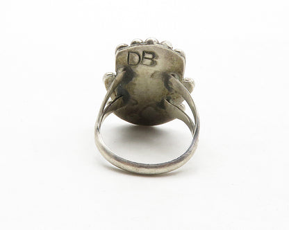 DEAN BROWN NAVAJO 925 Silver Vintage Turquoise Cocktail Ring Sz 7 RG12795