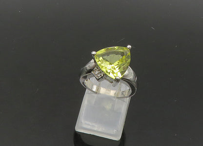 925 Sterling Silver  Vintage Citrine & Genuine Diamonds Band Ring Sz 5 RG21801