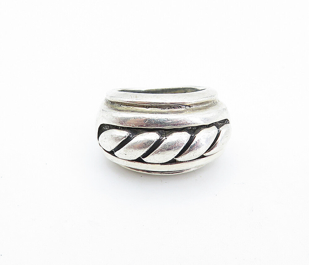 925 Sterling Silver  Vintage Shiny Twist Dome Tapered Band Ring Sz 6.5  RG5877