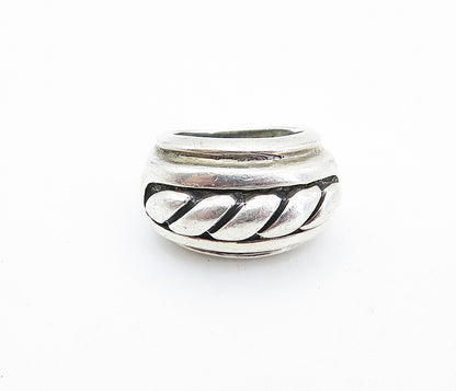 925 Sterling Silver  Vintage Shiny Twist Dome Tapered Band Ring Sz 6.5  RG5877
