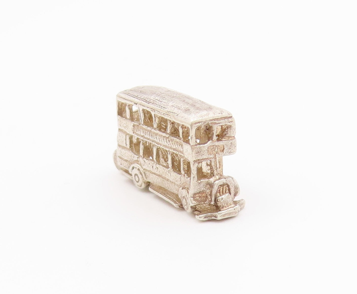 925 Sterling Silver  Vintage Double Decker Bus Locket Pendant (OPENS)  PT15741