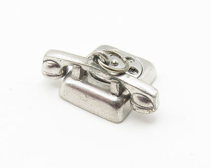 925 Sterling Silver  Vintage Shiny Old Fashioned Telephone Pendant  PT8134