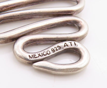 925 Sterling Silver Vintage Pendant MEXICO Modernist Wavy Design Cutout  PT24644