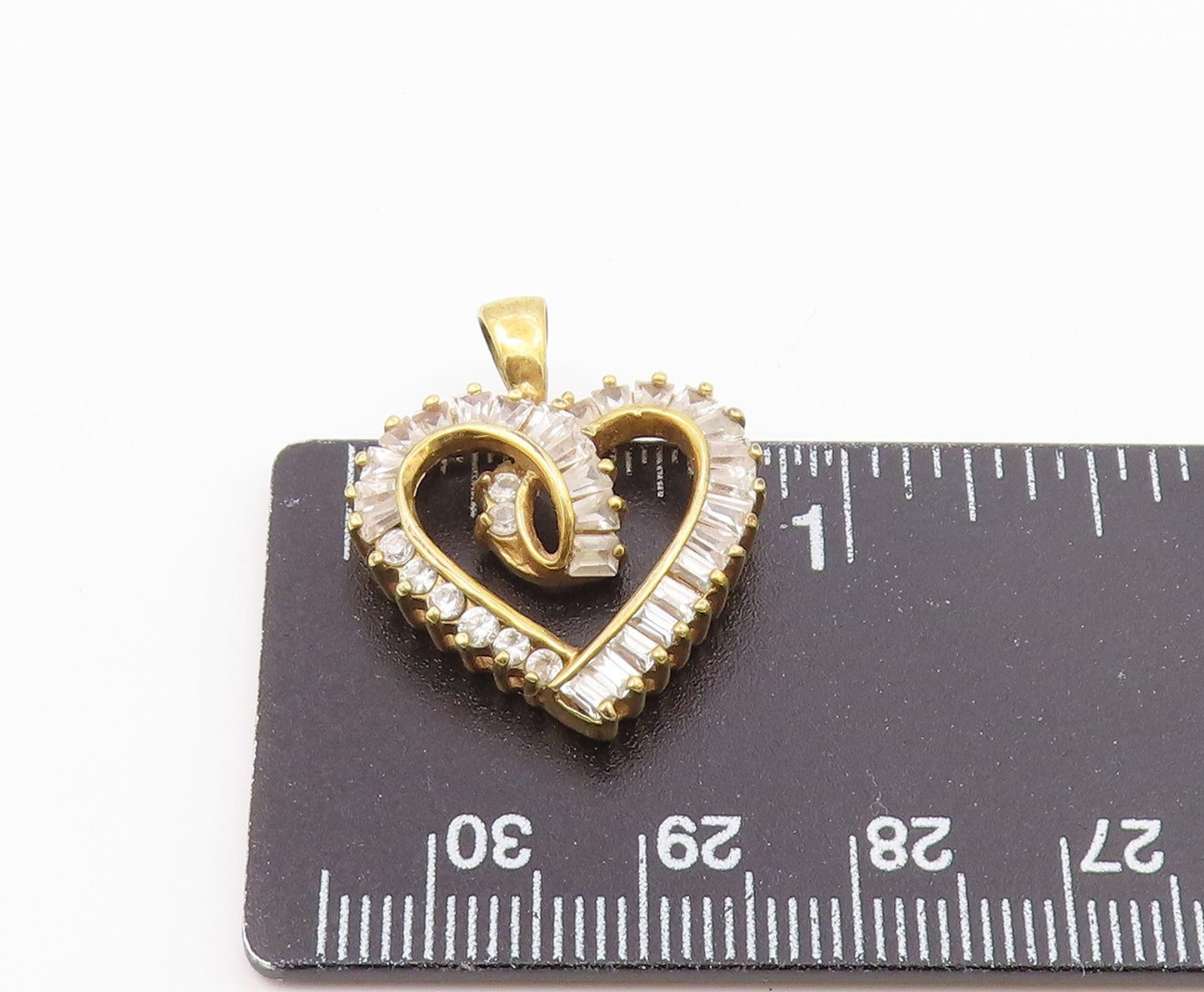 925 Sterling Silver  Vintage Topaz Gold Plated Love Heart Pendant  PT17466
