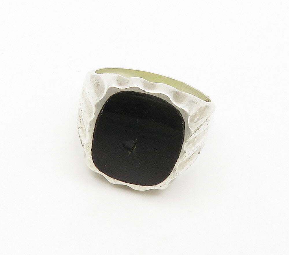 MEXICO 925 Sterling Silver  Vintage Black Onyx Cocktail Ring Sz 12  RG16005