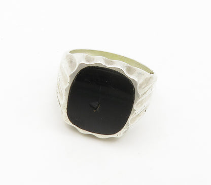 MEXICO 925 Sterling Silver  Vintage Black Onyx Cocktail Ring Sz 12  RG16005
