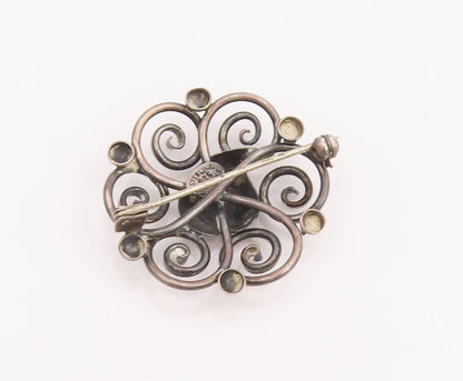 925 Sterling Silver Vintage Brooch Pin DENMARK Cutout Spiral Flower  BP11013