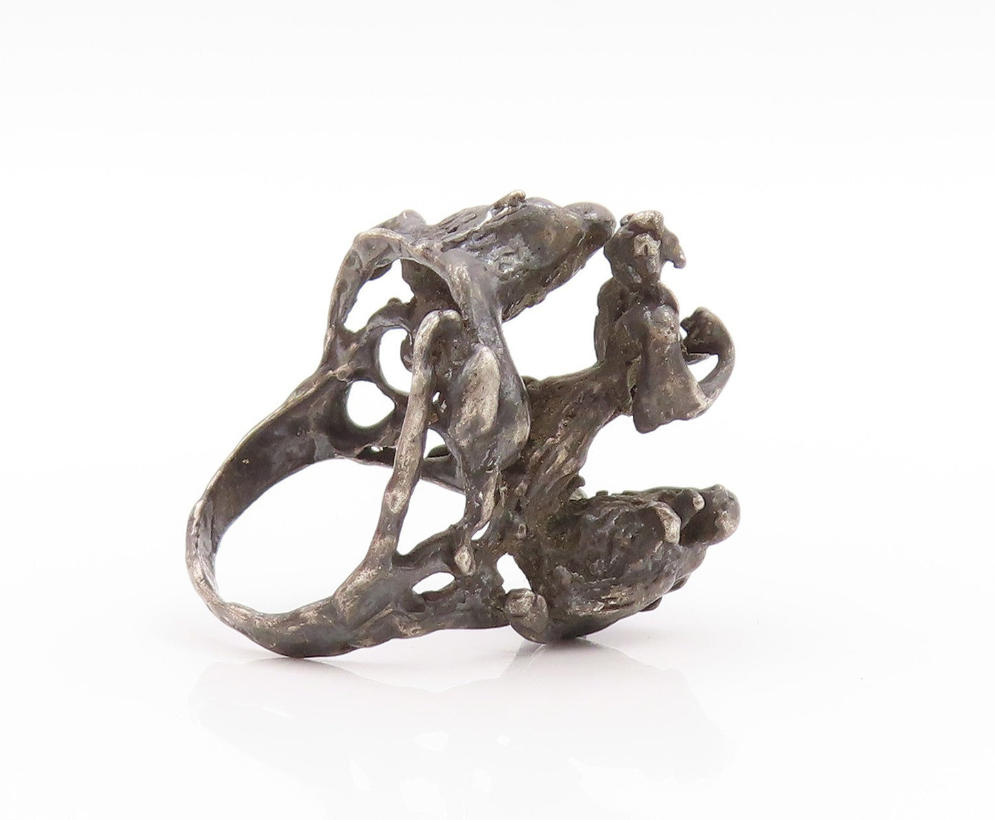 925 Sterling Silver Vintage Ring Bible Figure Daniel Lions Den  Sz 7.5  RG32703