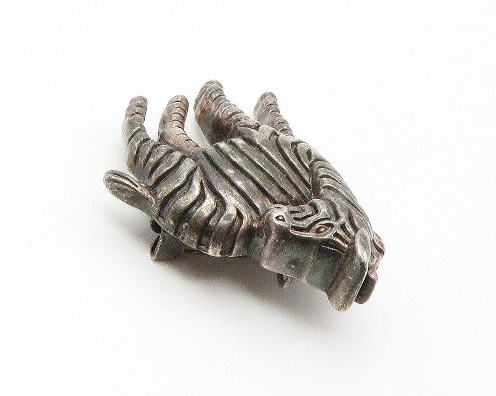 925 Sterling Silver  Vintage Oxidized Zebra Animal Motif Brooch Pin  BP5572