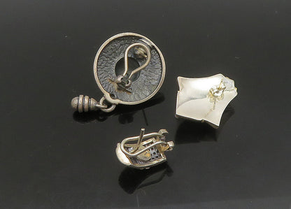 925 Silver & 14K GOLD  Vintage Topaz Two Tone Twist 4 Pcs Lot Earrings EG11409
