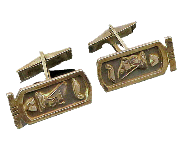 MIDDLE EAST 925 Sterling Silver  Vintage Egyptian Cartouche Cufflinks  TR3067