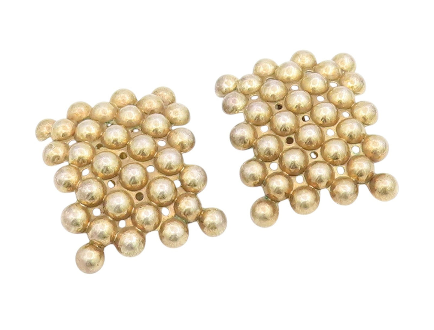 925 Sterling Silver Vintage Earrings Gold Plated MEXICO Bubble Beads  EG13953