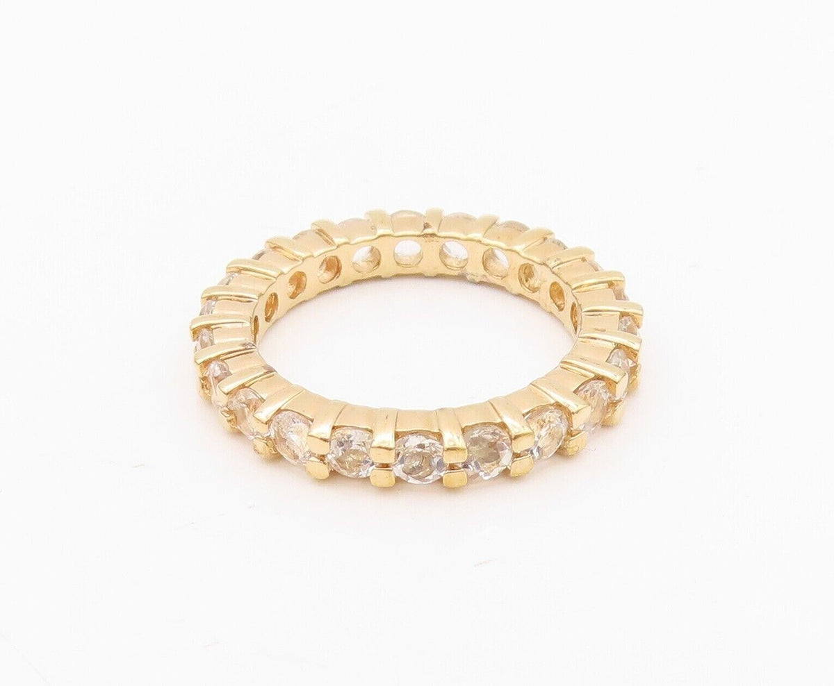 925 Sterling Silver Vintage Ring Gold Plated Minimalist Topaz Band  Sz 7 RG30336
