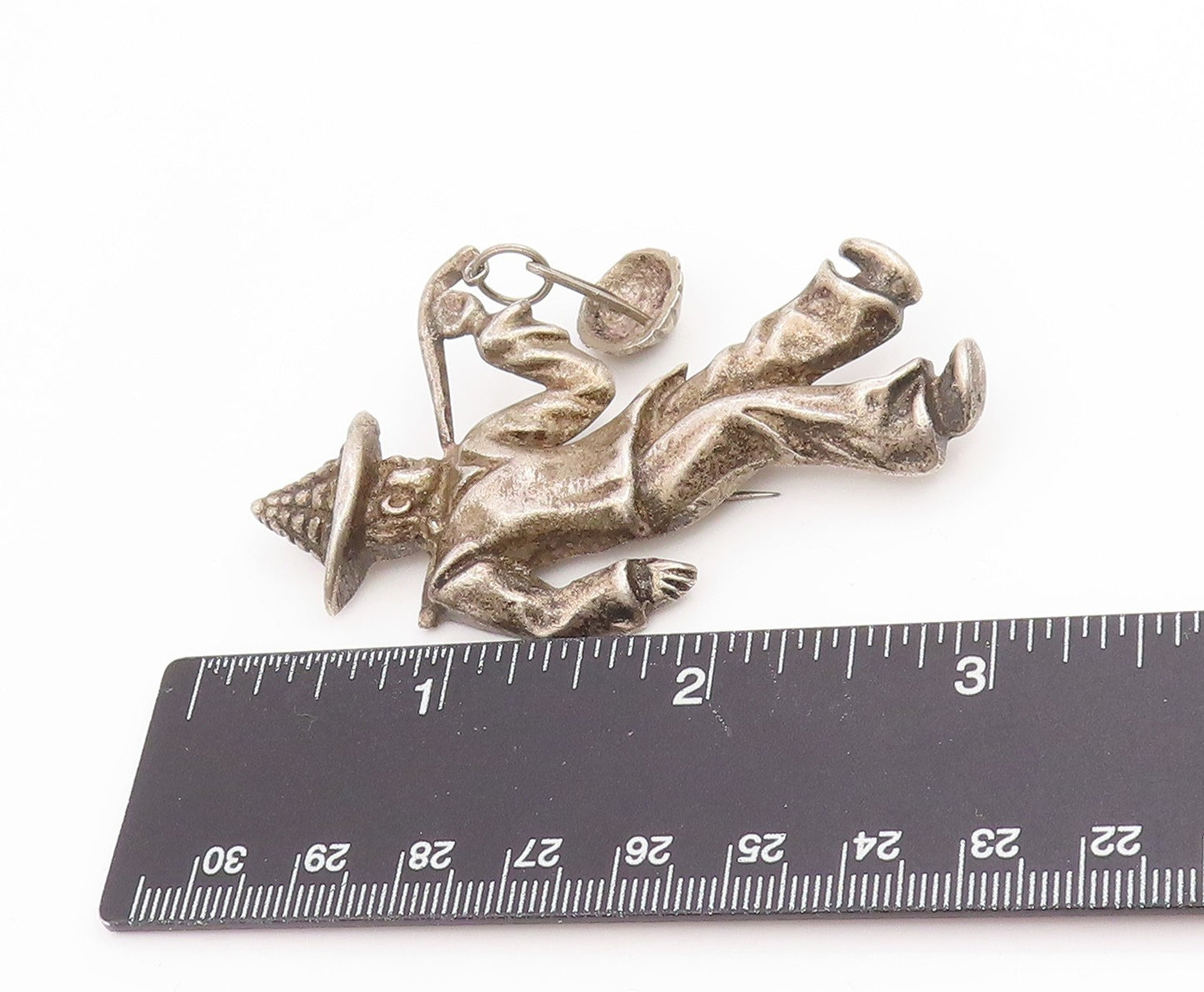 925 Sterling Silver Vintage Brooch Pin MEXICO Man With Carrying Stick  BP12402