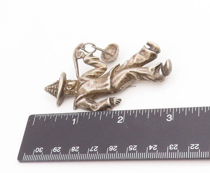 925 Sterling Silver Vintage Brooch Pin MEXICO Man With Carrying Stick  BP12402
