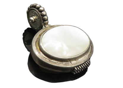 ESPO 925 Sterling Silver  Vintage Mother Of Pearl Dark Tone Pendant  PT7229