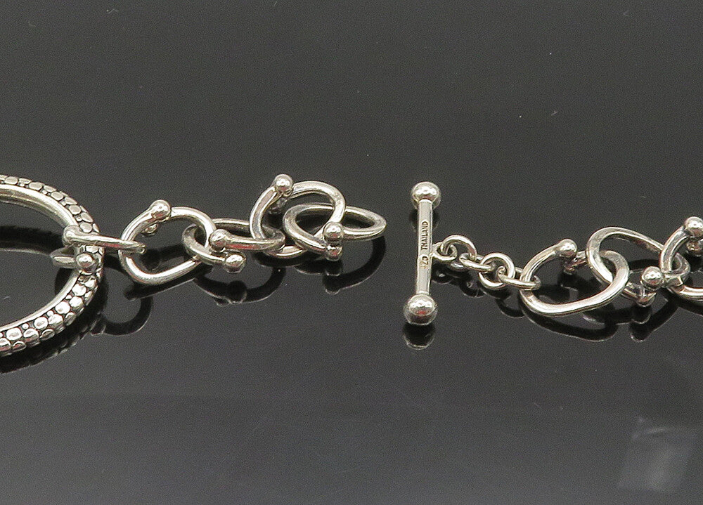 MICHAEL DAWKINS 925 Silver  Vintage Cobble Pattern Oval Chain Necklace  NE3481
