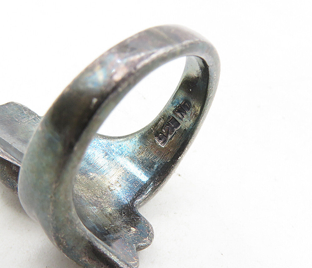 925 Sterling Silver  Vintage Oxidized Fluted Bypass Band Ring Sz 6  RG9083