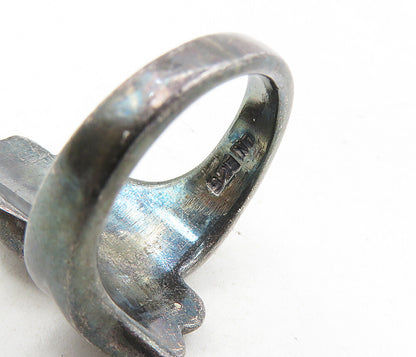 925 Sterling Silver  Vintage Oxidized Fluted Bypass Band Ring Sz 6  RG9083