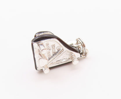 925 Sterling Silver  Vintage Enamel Coated Grand Piano Pendant  PT17529