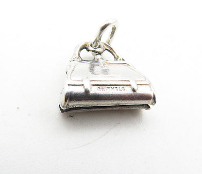 925 Sterling Silver  Vintage Petite Shiny Purse Handbag Motif Pendant  PT6895