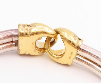 925 Sterling Silver Vintage Bracelet CZ Two Tone Interlocking Bangle BT11510