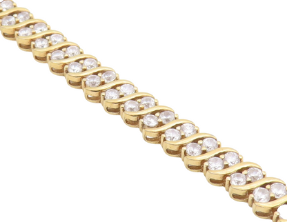 925 Sterling Silver  Petite Topaz Gold Plated Swirl Chain Bracelet  BT5244