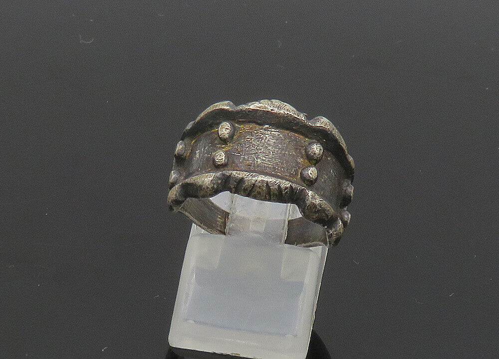 925 Silver  Vintage Antique Oxidized Etched Detail Band Ring Sz 6.5  RG20985